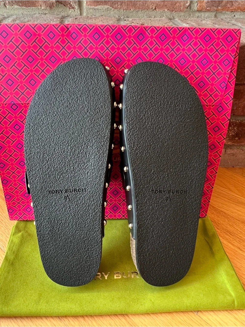 Tory Burch Perfect Black Leather Mellow Studded Mule Clogs